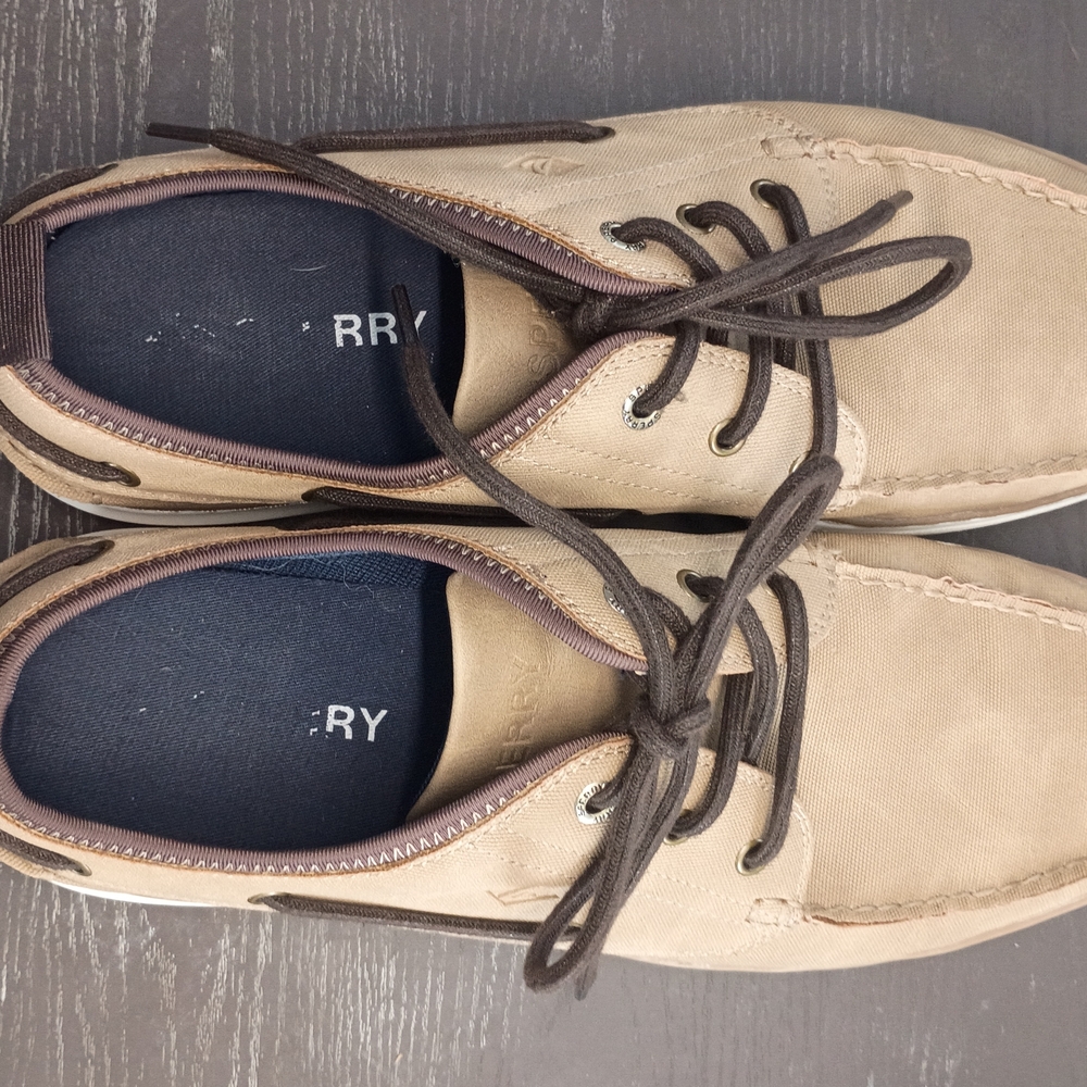 Sperry Men's 10M Tan Vanvas Boat Shoes.  Like NEW!!! - Picture 6 of 6